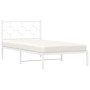 Metal bed frame with white headboard 100x200 cm by , Beds and slatted bases - Ref: Foro24-376270, Price: 74,04 €, Discount: %