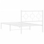 Bettgestell aus Metall mit weißem Kopfteil 100x200 cm von , Betten und Lattenroste - Ref: Foro24-376270, Preis: 74,04 €, Raba...