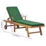 Solid teak wood sun lounger with green cushion by vidaXL, Loungers - Ref: Foro24-48024, Price: 188,77 €, Discount: %