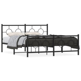 Black metal headboard and footboard bed frame 160x200 cm by , Beds and slatted bases - Ref: Foro24-376247, Price: 123,12 €, D...