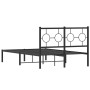 Bed frame with black metal headboard 120x200 cm by , Beds and slatted bases - Ref: Foro24-376224, Price: 93,50 €, Discount: %