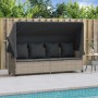 Sun lounger with canopy and light gray synthetic rattan cushions by , Loungers - Ref: Foro24-368358, Price: 275,03 €, Discoun...