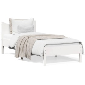 Solid white pine wood bed frame 90x190 cm by , Beds and slatted bases - Ref: Foro24-844754, Price: 87,99 €, Discount: %