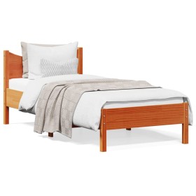 Wax brown solid pine wood bed frame 90x190 cm by , Beds and slatted bases - Ref: Foro24-844756, Price: 87,99 €, Discount: %