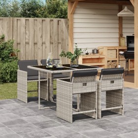 Garden dining set 5 pieces with light gray synthetic rattan cushions by , Garden sets - Ref: Foro24-3211079, Price: 330,99 €,...