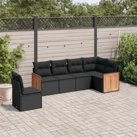 Set aus 6-teiligen Gartensofas und Kissen Kunstrattan schwarz von , Gartensets - Ref: Foro24-3260095, Preis: 416,93 €, Rabatt: %