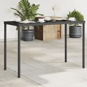 Mesa de jardín superficie de vidrio ratán PE negro 115x54x74 cm de , Mesas de jardín - Ref: Foro24-365072, Precio: 70,19 €, D...