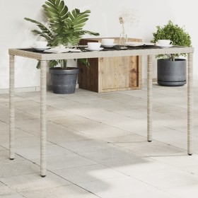 Garden table with light gray PE rattan surface glass top 115x54x74 cm by , Garden tables - Ref: Foro24-365079, Price: 72,99 €...