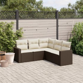 5-teiliges Garten-Esszimmerset und Kissen Kunstrattan braun von , Gartensets - Ref: Foro24-3218943, Preis: 358,49 €, Rabatt: %