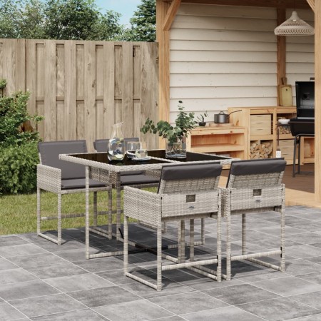 5 Stück Garten Esszimmer Set Kissen synthetisches Rattan hellgrau von , Gartensets - Ref: Foro24-3211259, Preis: 297,45 €, Ra...