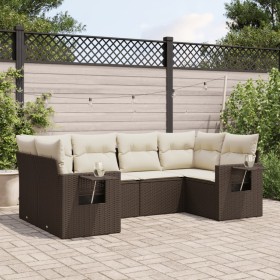 Set aus 6-teiligen Gartensofas und Kissen, synthetisches Rattanbraun von , Gartensets - Ref: Foro24-3252920, Preis: 452,99 €,...