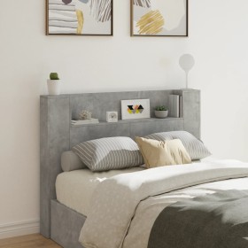 Concrete gray bed headboard with LED light 140x16.5x103.5 cm by , Headboards and footboards - Ref: Foro24-839248, Price: 88,9...