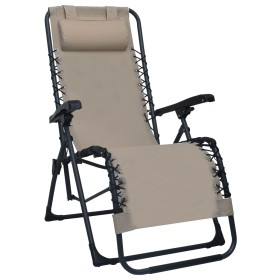 Taupe gray textilene folding lounger by vidaXL, Loungers - Ref: Foro24-47901, Price: 97,99 €, Discount: %