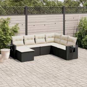 7-teiliges Garten-Essset und schwarze Kissen aus synthetischem Rattan von , Gartensets - Ref: Foro24-3252833, Preis: 436,99 €...