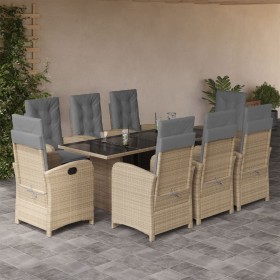 9-teiliges Garten-Essset mit beigen Kissen aus synthetischem Rattan von , Gartensets - Ref: Foro24-3212264, Preis: 1,00 €, Ra...