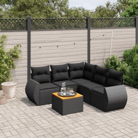 6-teiliges Gartensofa-Set und schwarze synthetische Rattankissen von , Gartensets - Ref: Foro24-3257329, Preis: 408,27 €, Rab...