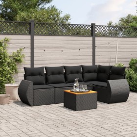 6-teiliges Gartensofa-Set und schwarze synthetische Rattankissen von , Gartensets - Ref: Foro24-3257322, Preis: 408,27 €, Rab...