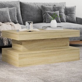 Coffee table with LED lights Sonoma oak 90x50x40 cm by , Coffee table - Ref: Foro24-839849, Price: 92,99 €, Discount: %