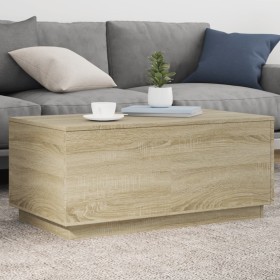 Coffee table with LED lights Sonoma oak 90x50x40 cm by , Coffee table - Ref: Foro24-839877, Price: 81,99 €, Discount: %