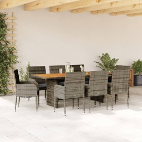 Garden dining set 9 pieces and gray synthetic rattan cushions by , Garden sets - Ref: Foro24-3213513, Price: 587,99 €, Discou...