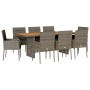 Set comedor jardín 9 pzas y cojines ratán sintético gris de , Conjuntos de jardín - Ref: Foro24-3213513, Precio: 587,99 €, De...