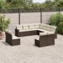 Gartensofa-Set 11-teilig mit braunen synthetischen Rattankissen von , Modulare Sofas für den Außenbereich - Ref: Foro24-32514...