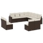 Gartensofa-Set 11-teilig mit braunen synthetischen Rattankissen von , Modulare Sofas für den Außenbereich - Ref: Foro24-32514...