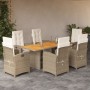 Set comedor de jardín 7 pzas con cojines ratán sintético beige de , Conjuntos de jardín - Ref: Foro24-3212508, Precio: 1,00 €...