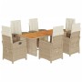 Set comedor de jardín 7 pzas con cojines ratán sintético beige de , Conjuntos de jardín - Ref: Foro24-3212508, Precio: 1,00 €...