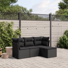 4-piece garden sofa set with black synthetic rattan cushions by , Garden sets - Ref: Foro24-3263111, Price: 243,79 €, Discoun...