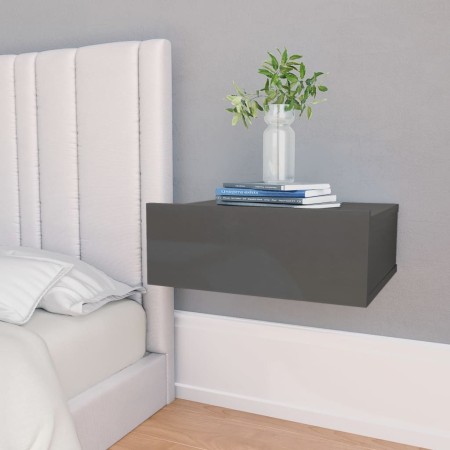 Glossy gray floating plywood nightstand 40x30x15 cm by vidaXL, Nightstands - Ref: Foro24-800322, Price: 28,83 €, Discount: %