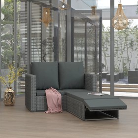 2-piece garden furniture set and gray synthetic rattan cushions by vidaXL, Garden sets - Ref: Foro24-46740, Price: 298,99 €, ...