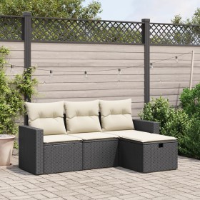 4-piece garden sofa set with black synthetic rattan cushions by , Garden sets - Ref: Foro24-3263442, Price: 254,89 €, Discoun...