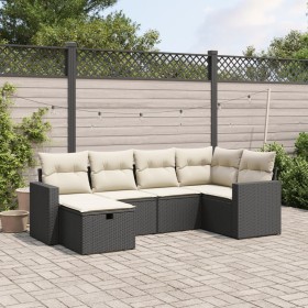 6-teiliges Gartensofa-Set und schwarze synthetische Rattankissen von , Gartensets - Ref: Foro24-3263482, Preis: 382,38 €, Rab...