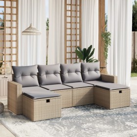 Gartensofa-Set mit beigem Kissenmix, 6-teilig, PE-Rattan von , Gartensets - Ref: Foro24-3263545, Preis: 386,96 €, Rabatt: %