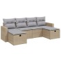 Gartensofa-Set mit beigem Kissenmix, 6-teilig, PE-Rattan von , Gartensets - Ref: Foro24-3263545, Preis: 364,90 €, Rabatt: %