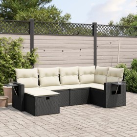 6-teiliges Gartensofa-Set und schwarze synthetische Rattankissen von , Gartensets - Ref: Foro24-3263792, Preis: 397,59 €, Rab...