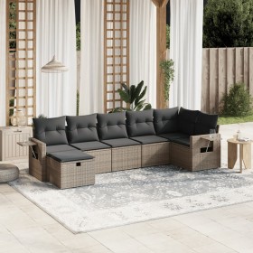 7-teiliges Gartensofa-Set mit grauen PE-Rattan-Kissen von , Gartensets - Ref: Foro24-3263816, Preis: 470,45 €, Rabatt: %