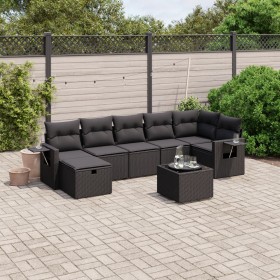 8-teiliges Gartensofa-Set und schwarze synthetische Rattankissen von , Gartensets - Ref: Foro24-3263821, Preis: 521,17 €, Rab...