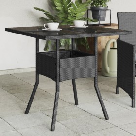 Garden table glass surface PE rattan black 80x80x75 cm by , Garden tables - Ref: Foro24-365521, Price: 88,89 €, Discount: %