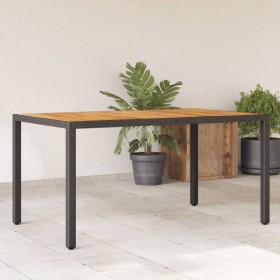 Garden table black rattan acacia wood surface 150x90x75cm by , Garden tables - Ref: Foro24-365535, Price: 169,99 €, Discount: %