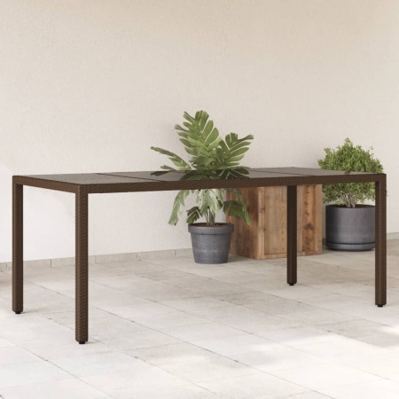 Garden table glass surface PE rattan brown 190x90x75cm by , Garden tables - Ref: Foro24-365540, Price: 188,49 €, Discount: %