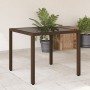 Garden table glass surface PE rattan brown 90x90x75 cm by , Garden tables - Ref: Foro24-365528, Price: 116,99 €, Discount: %