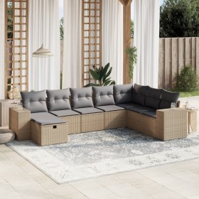 Gartensofa-Set mit beigem Kissenmix, 8-teilig aus PE-Rattan von , Gartensets - Ref: Foro24-3264515, Preis: 557,89 €, Rabatt: %