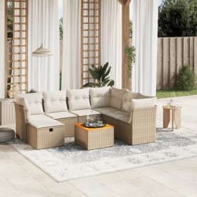 Garden sofa set with beige cushions 8 pcs PE rattan by , Garden sets - Ref: Foro24-3264740, Price: 596,80 €, Discount: %