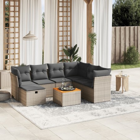 Set de sofás de jardín 8 pzas y cojines ratán sintético gris de , Conjuntos de jardín - Ref: Foro24-3264742, Precio: 494,47 €...