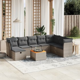 9-teiliges Gartenmöbel-Set und graue synthetische Rattankissen von , Gartensets - Ref: Foro24-3264763, Preis: 567,97 €, Rabat...