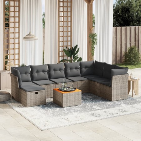 9-teiliges Gartenmöbel-Set und graue synthetische Rattankissen von , Gartensets - Ref: Foro24-3264763, Preis: 567,97 €, Rabat...