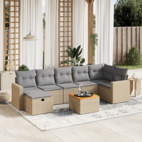 Gartensofa-Set mit beigem Kissenmix, 8-teilig aus PE-Rattan von , Gartensets - Ref: Foro24-3264846, Preis: 534,29 €, Rabatt: %