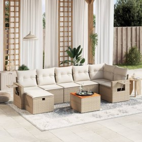 Gartensofa-Set mit beigen Kissen 8 Stück PE-Rattan von , Gartensets - Ref: Foro24-3264957, Preis: 602,99 €, Rabatt: %